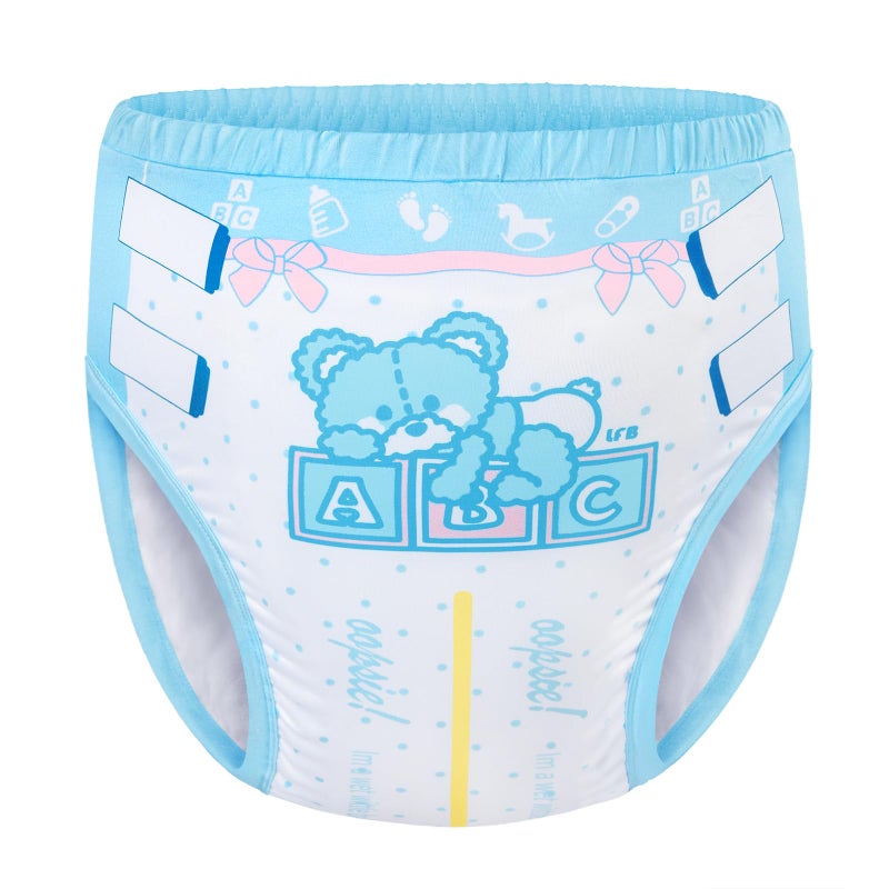 LittleForBig Soft Silky Underwear Comfortable Washable Reusable Adult Training Pants - Potty Pants Blue M